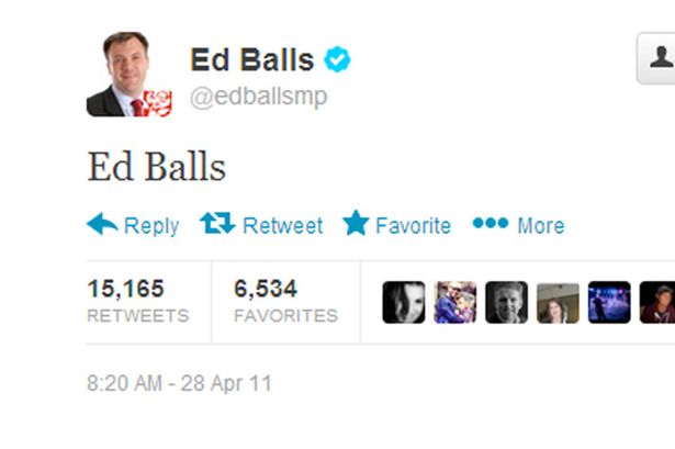 Ed Balls tweeting his name