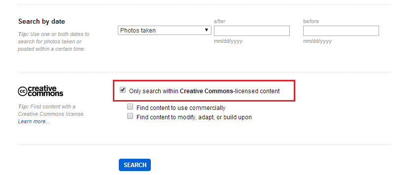 Flickr creative commons search