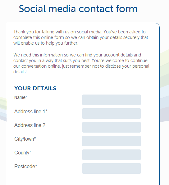 Social Media Customer Service - Form